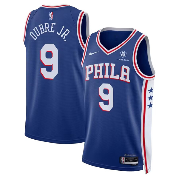 Men's Philadelphia 76ers #9 Kelly Oubre Jr. Royal Swingman Icon Edition Stitched Jersey